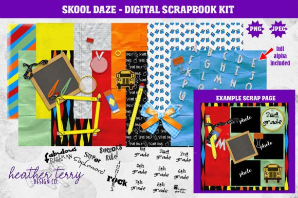 Digital Scrapbook Kit I Skool Days
