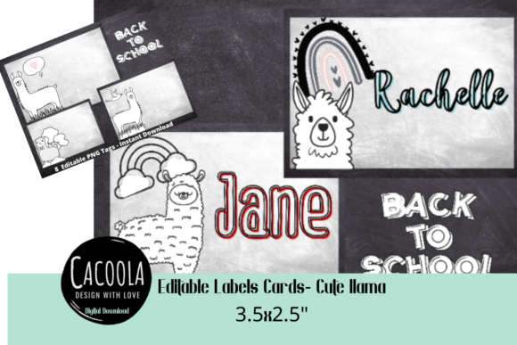 Editable Labels Cards- Cute Llama for Versatile Use