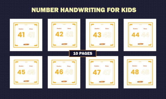 Number Drawing Coloring Book for Kids and Set of 10 Number Drawing for Coloring Pages 41-50