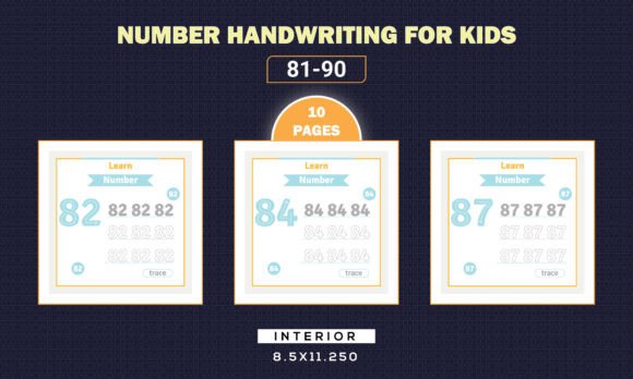 Number Handwriting Tracing 81-90 for Kid